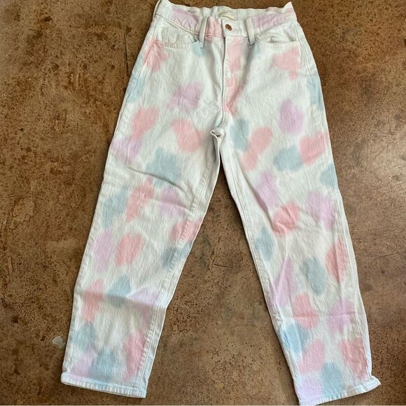 UNIVERSAL Thread‎ Women's Size 0 High Rise Vintage Straight White tie dye Jeans - Picture 5 of 5